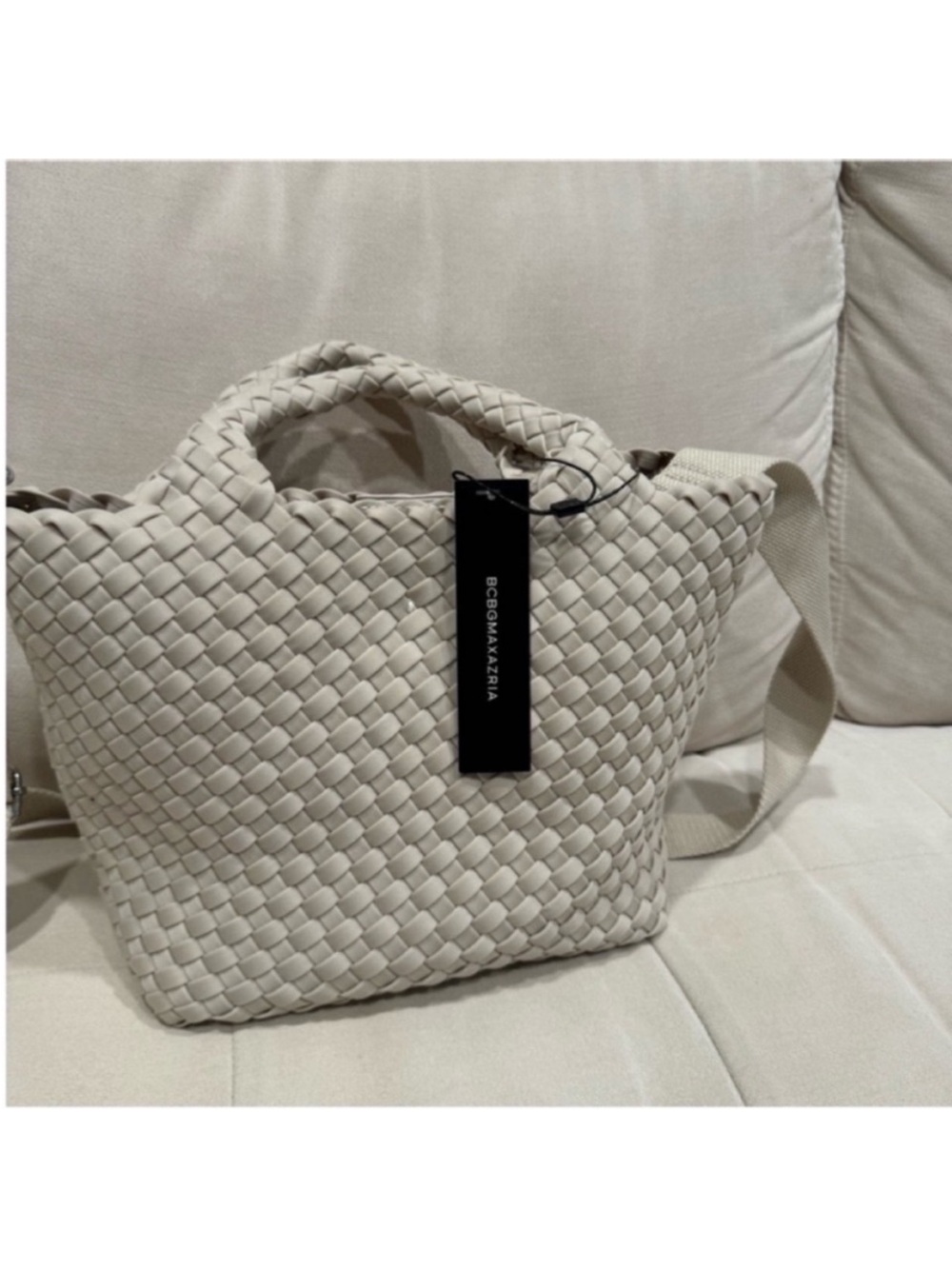 NWT BCBGMaxAzria Women’s Woven Sand Shoulder Tote Bag